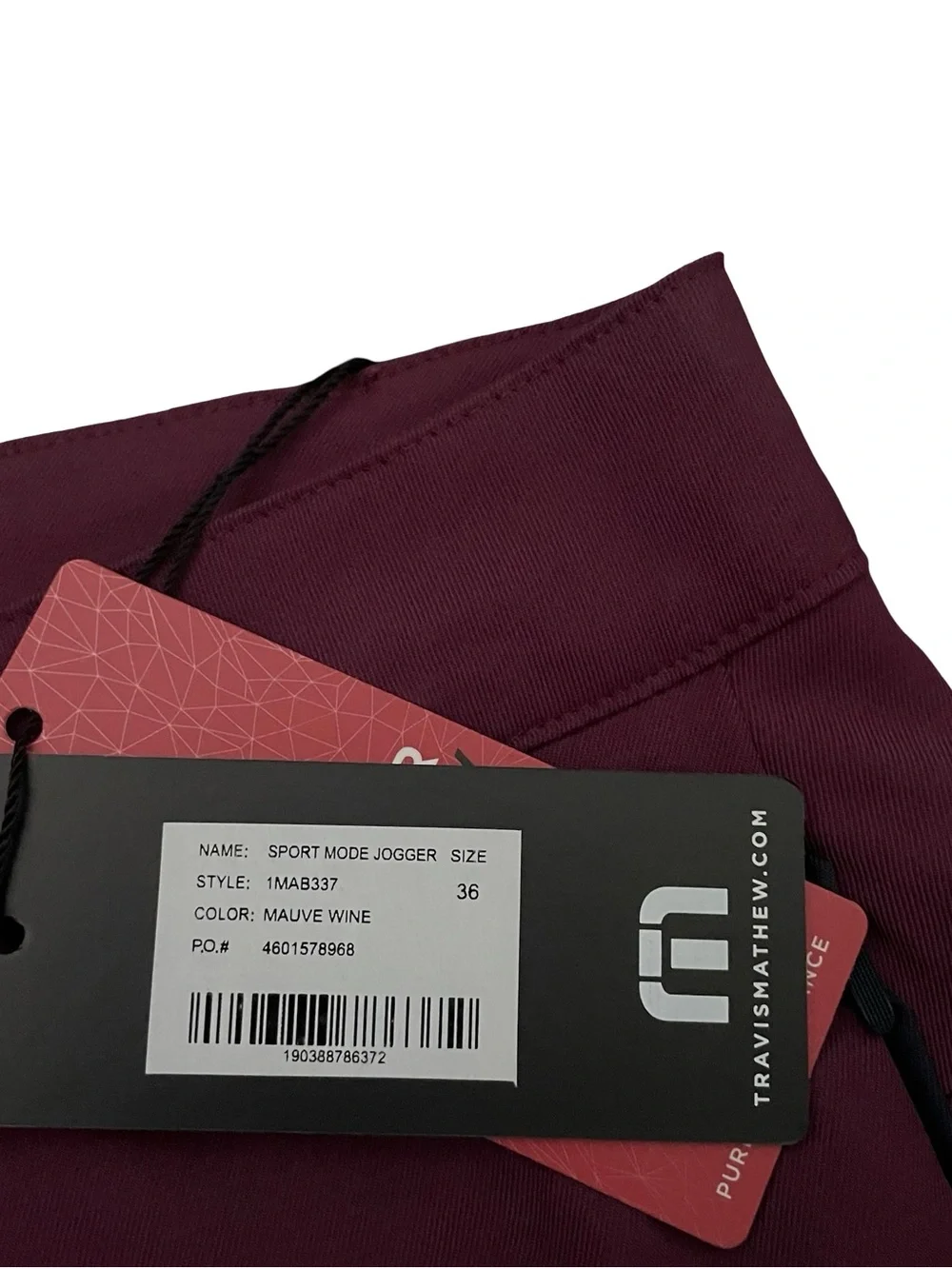 Travis Mathew Sport Mode Jogger Pant Mens Size 36 Mauve Wine Performance Golf